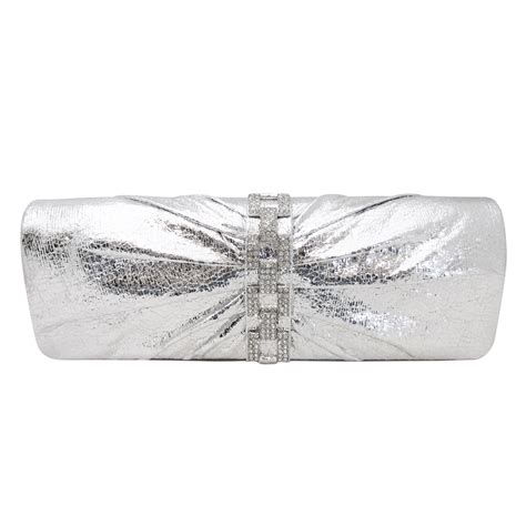 silver metallic box clutch bag|silver metallic evening bag.